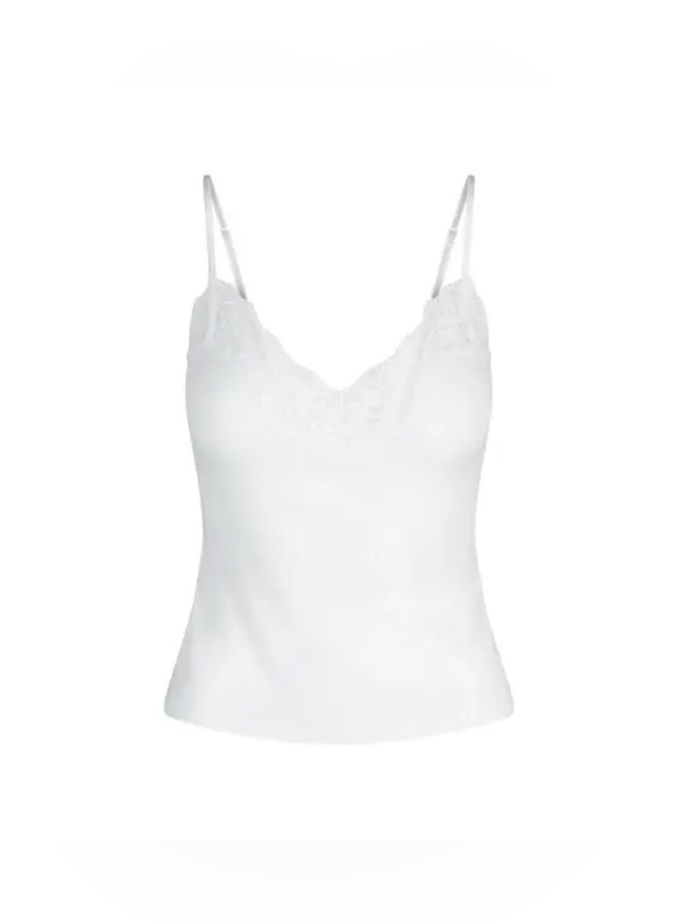 🍥SKIMS Sheer Cotton Lace Tank | Snow |  L | NWT 🏷️